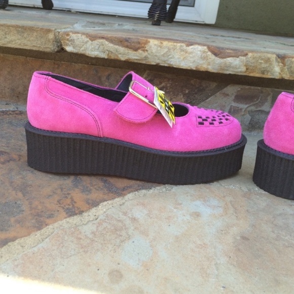 NEW TUK pink suede Mary Jane creepers RARE punk goth 8.5 women’s - Picture 2 of 4